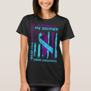 T-shirt Drapeau de sensibilisation ruban sarcelle violet f