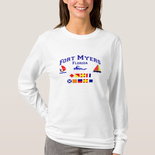 T-shirt Drapeau de signal de Fort Myers FL (Devant)