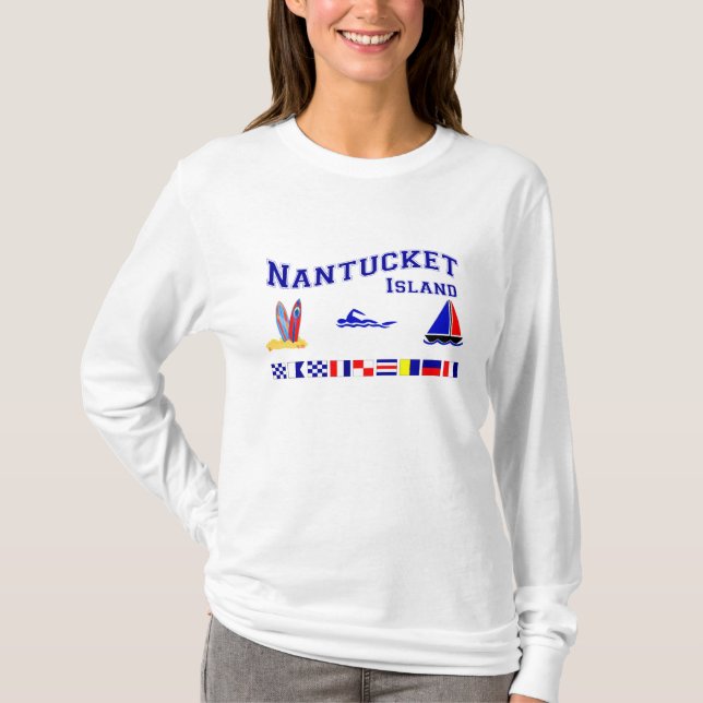 T-shirt Drapeau de signal de Nantucket mA (Devant)