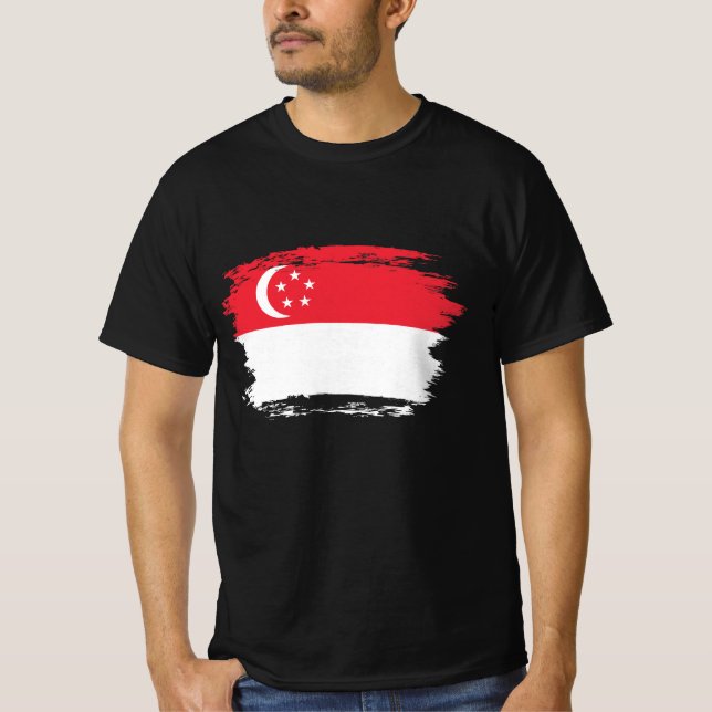 T-shirt Drapeau de Singapour (Devant)