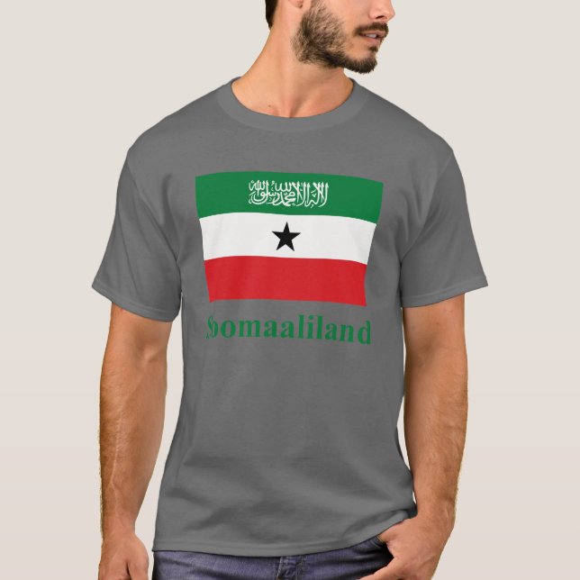 T-shirt Drapeau de Somaliland avec le nom dans le Somalien (Devant)