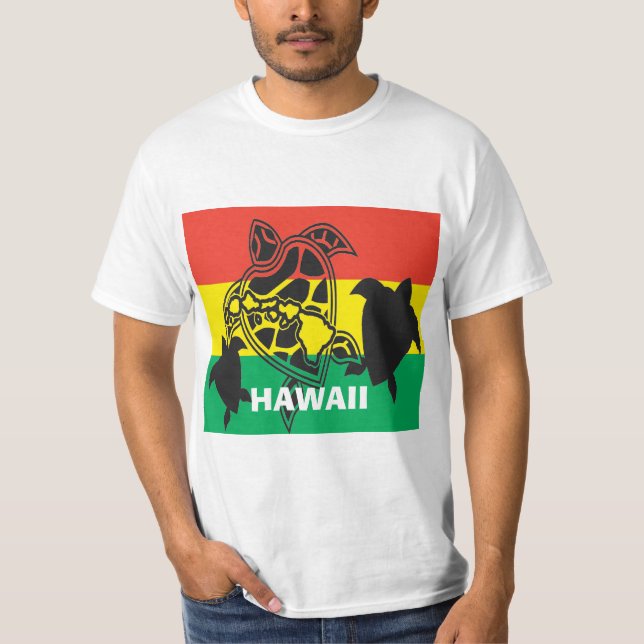 T-shirt Drapeau de tortue de reggae d'île d'Hawaï (Devant)