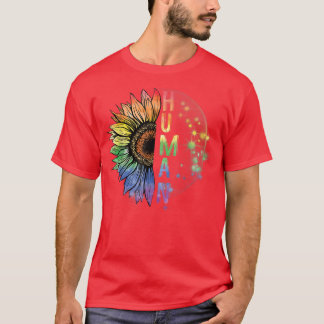 T-shirt Drapeau de tournesol humain LGBT Gay pride Mois Fi