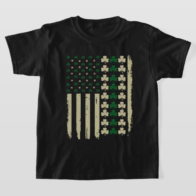 T-shirt Drapeau de trèfle irlandais American Retro Shamroc (Poser)