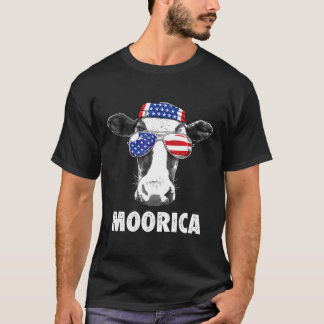T-shirt Drapeau de vache Moorica Merica Hommes Femmes Usa