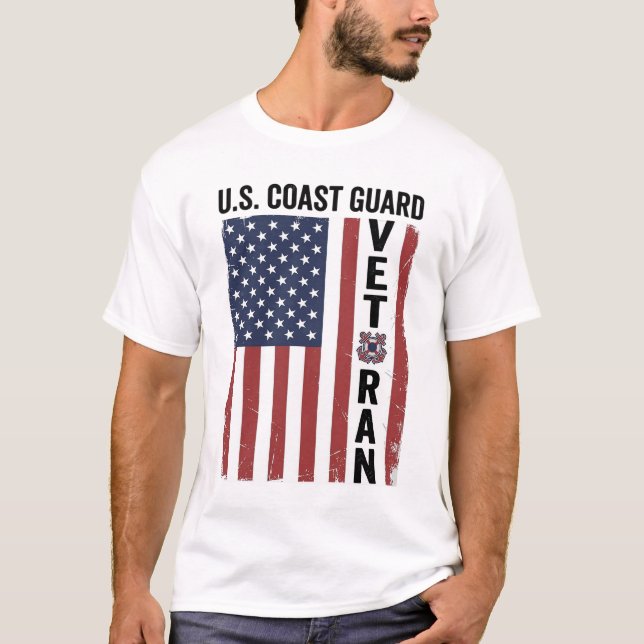 T-shirt Drapeau de Vétéran des Garde-Côtes Conception Vect (Devant)