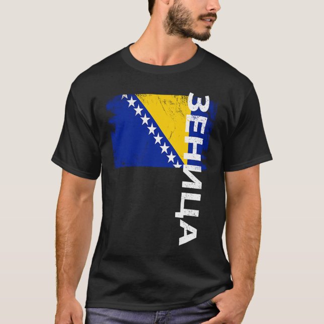 T-shirt Drapeau de Zenica Bosnie pour hommes femmes enfant (Devant)