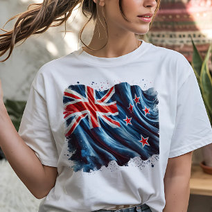 T-shirt Drapeau déchiré de Nouvelle-Zélande peintre