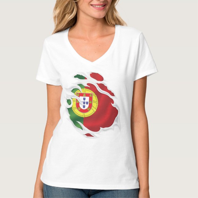 T-shirt Drapeau déchiré du Portugal (Devant)