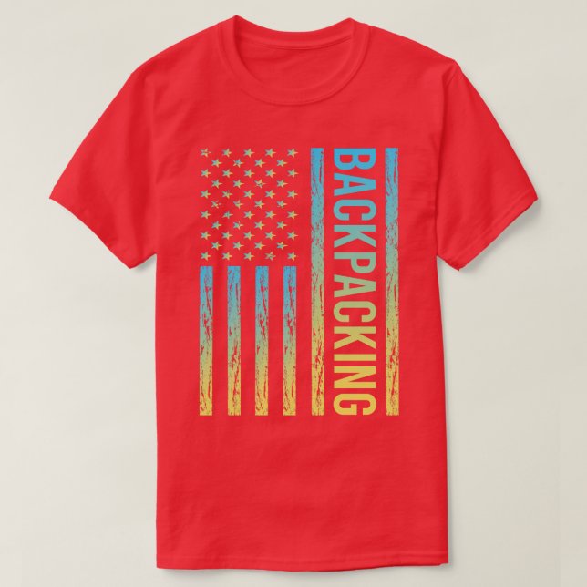 T-shirt Drapeau dégradant 02 Backpacker sac à dos (Design devant)