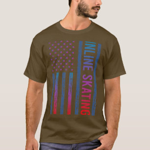 T-shirt Drapeau dégradant Patinage en ligne Patinage