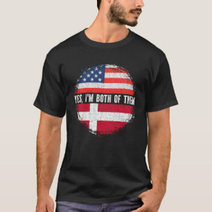 T-shirt Drapeau Demi-Américain Danois USA Danemark