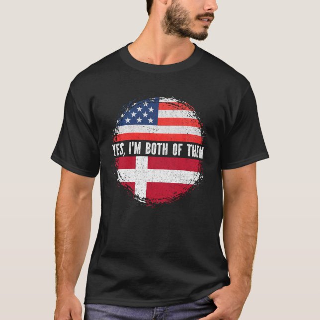 T-shirt Drapeau Demi-Américain Danois USA Danemark (Devant)
