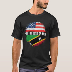 T-shirt Drapeau demi-américain demi-Kittian Nevisian USA