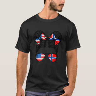 T-shirt Drapeau demi-américain demi-norvégienne fille USA