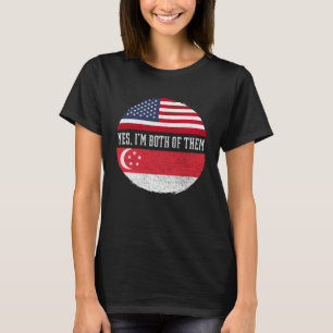 T-shirt Drapeau demi-américain demi-singapourien États-Uni
