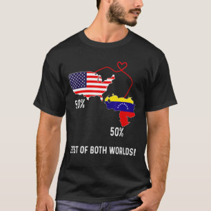 T-shirt Drapeau Demi-Américain Vénézuélien Combiné USA Ch