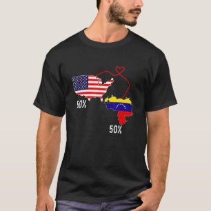 T-shirt Drapeau Demi-Américain Vénézuélien Combiné USA Ch