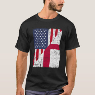 T-shirt Drapeau Demi-États-Unis Demi-Angleterre Drapeau Am