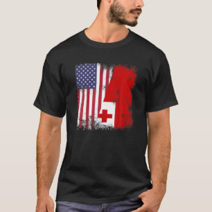 T-shirt Drapeau demi-tongan   Cadeau Vintage Tonga USA