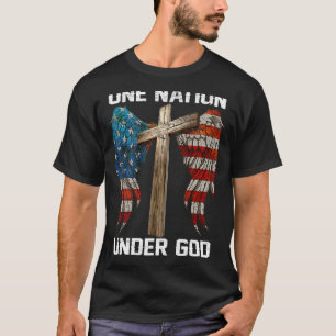 T-shirt Drapeau des États-Unis Croix de la Foi Une Nation 