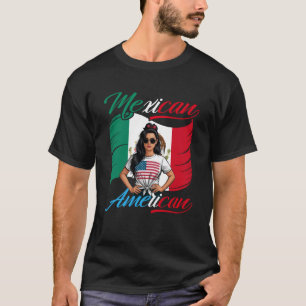 T-shirt Drapeau des États-Unis Mexicain Américain moitié M