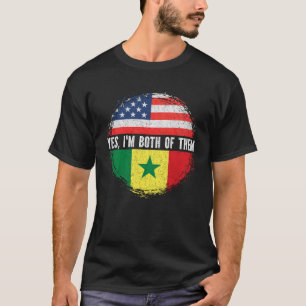 T-shirt Drapeau des États-Unis moitié-américain moitié-sén