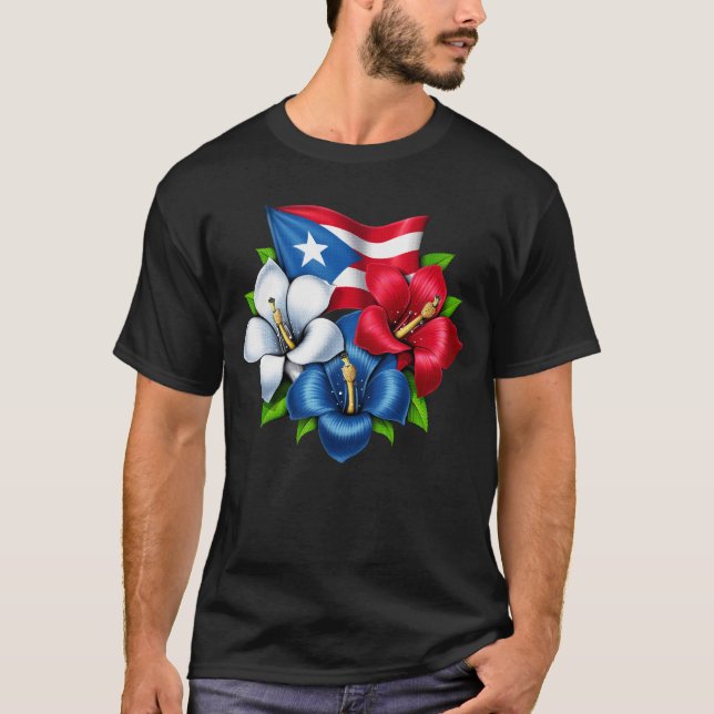 T-shirt Drapeau des fleurs Porto Rico (Devant)