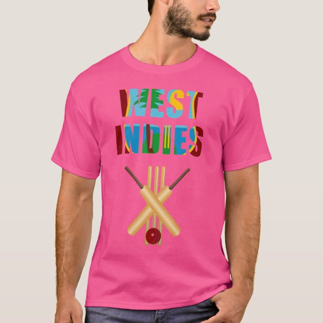T-shirt Drapeau des Indes occidentales de cricket Batte Ba (Devant)
