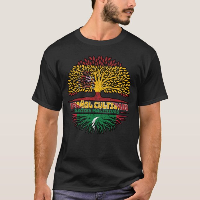 T-shirt Drapeau des Maldives espagnol Espagne Arbre (Devant)