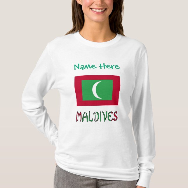 T-shirt Drapeau des Maldives Personnalisation verte (Devant)