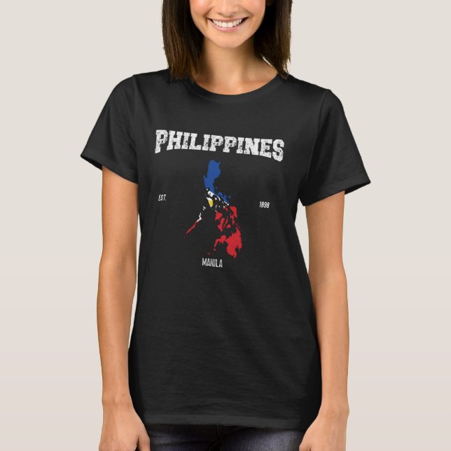 T-shirt Drapeau des Philippines, Carte des Philippines, Na (Devant)