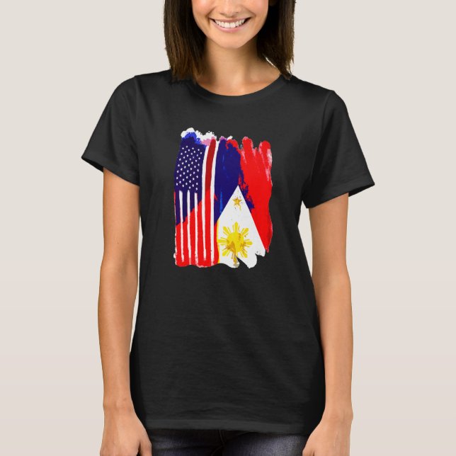 T-shirt Drapeau des Philippines demi-américain demi-philip (Devant)