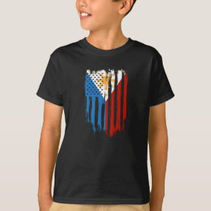 T-shirt Drapeau des Philippines moitié américain moitié ph