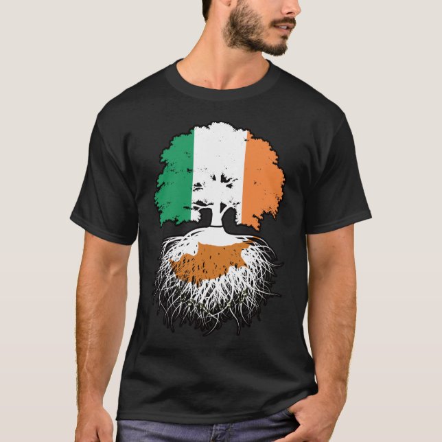 T-shirt Drapeau des racines d'arbre chypriote irlandaise i (Devant)