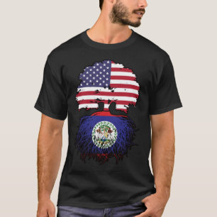 T-shirt Drapeau des racines d'arbre de Belize Bélizien Amé