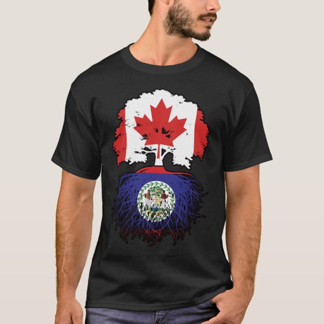 T-shirt Drapeau des racines d'arbre du Canada bélizien can (Devant)