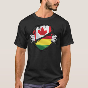 T-shirt Drapeau des racines déchirées des mains canadienne