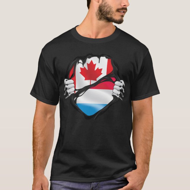 T-shirt Drapeau des racines déchirées par les mains canadi (Devant)