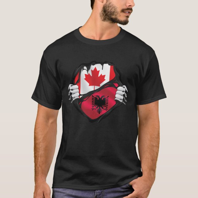 T-shirt Drapeau des racines des mains canadiennes albanais (Devant)
