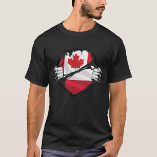 T-shirt Drapeau des racines tordues des mains canadiennes 