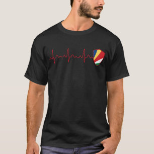 T-shirt Drapeau des Seychelles Battement de coeur EKG Patr
