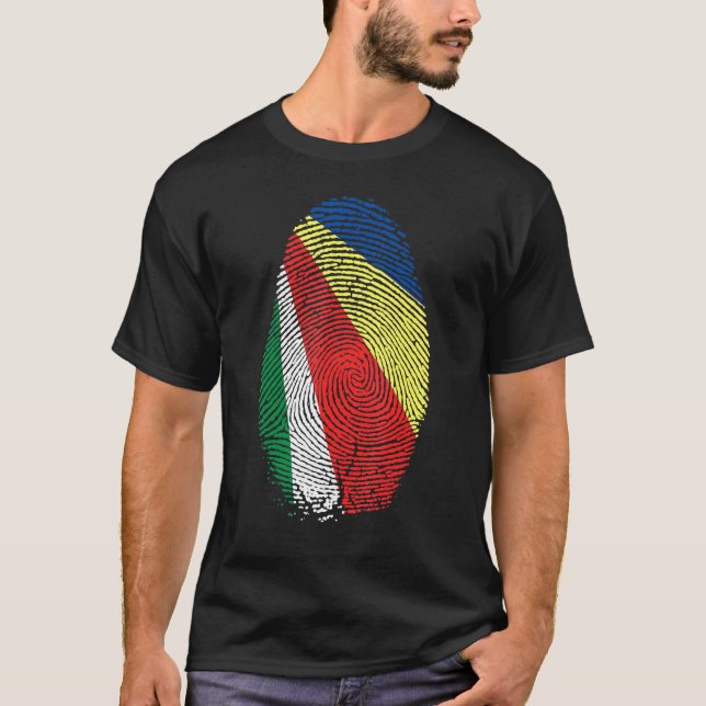 T-shirt Drapeau des Seychelles Empreinte dans mon ADN pour (Devant)