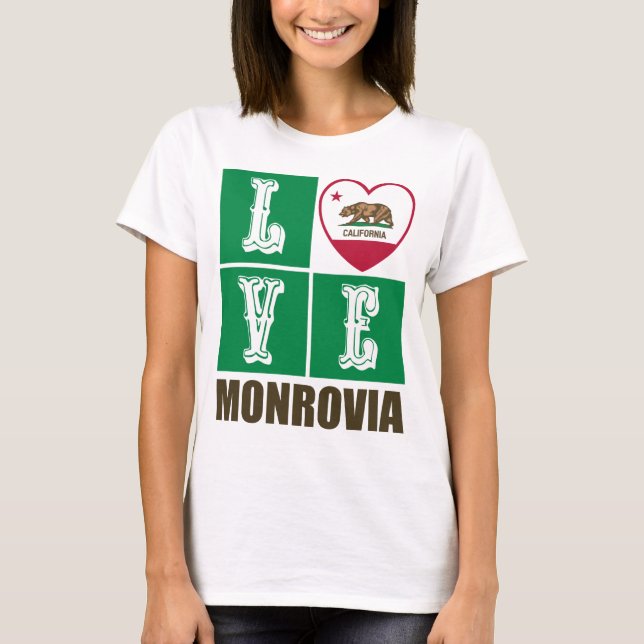 T-shirt Drapeau d'État de Californie Coeur Monrovia (Devant)