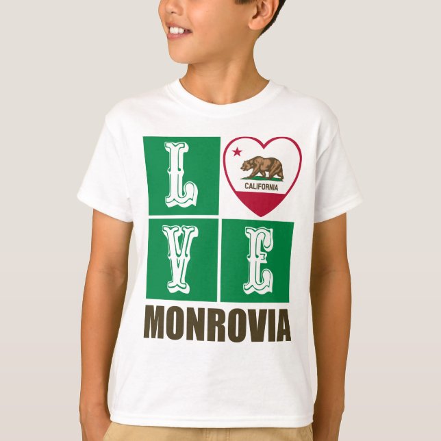 T-shirt Drapeau d'État de Californie Coeur Monrovia (Devant)