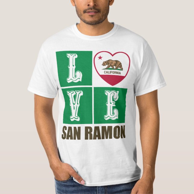 T-shirt Drapeau d'État de Californie Coeur San Ramon (Devant)