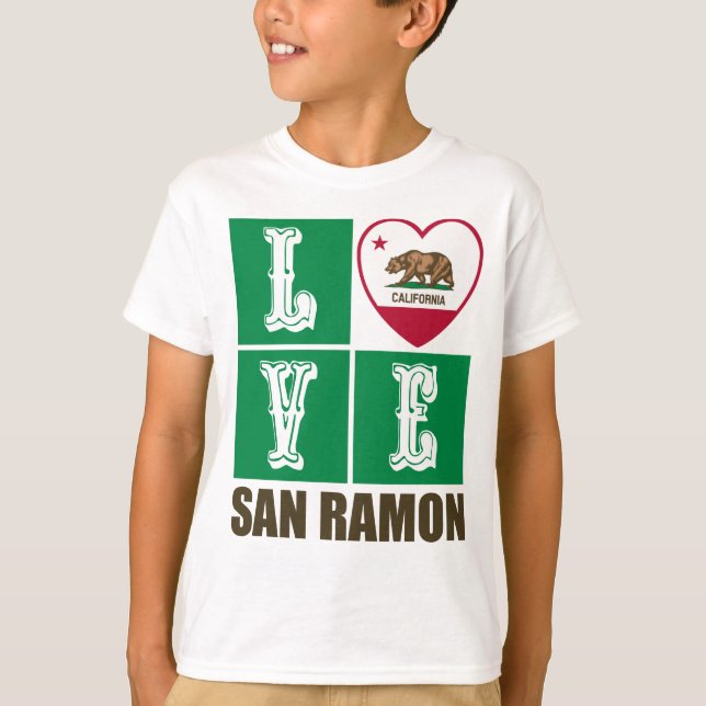 T-shirt Drapeau d'État de Californie Coeur San Ramon (Devant)