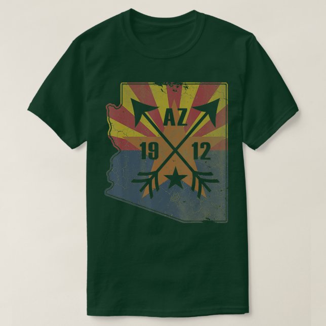 T-shirt Drapeau d'Etat de l'Arizona Carte Rétro Fade Homme (Design devant)