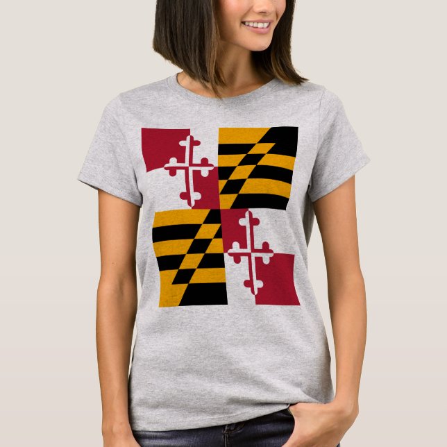 T-shirt Drapeau d'état du Maryland élégant (Devant)