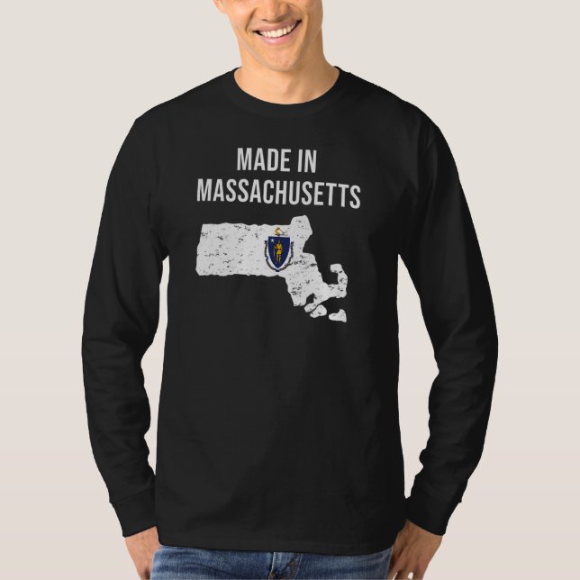 T-shirt Drapeau D'État Fabriqué Au Massachusetts (Devant)